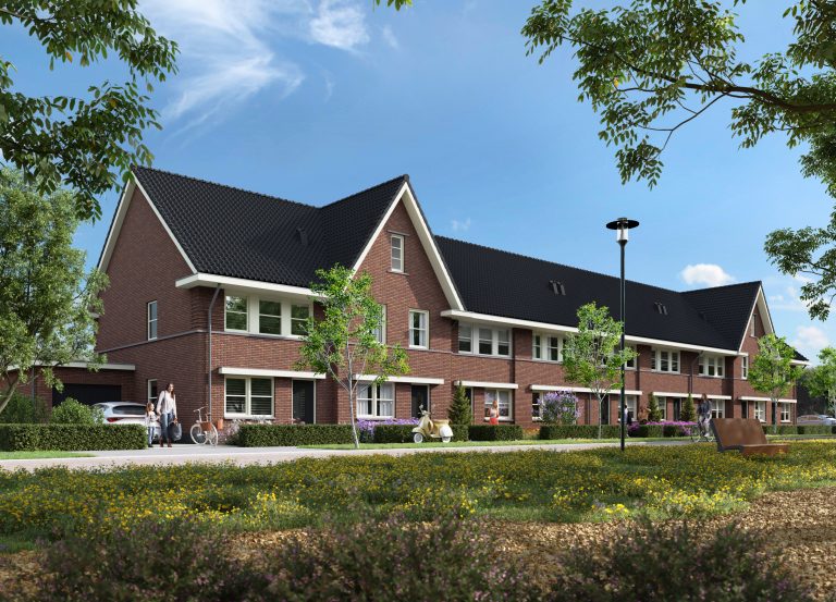Molensingel in Wieringerwaard, tekening van toekomstige rij woningen op Molenhof