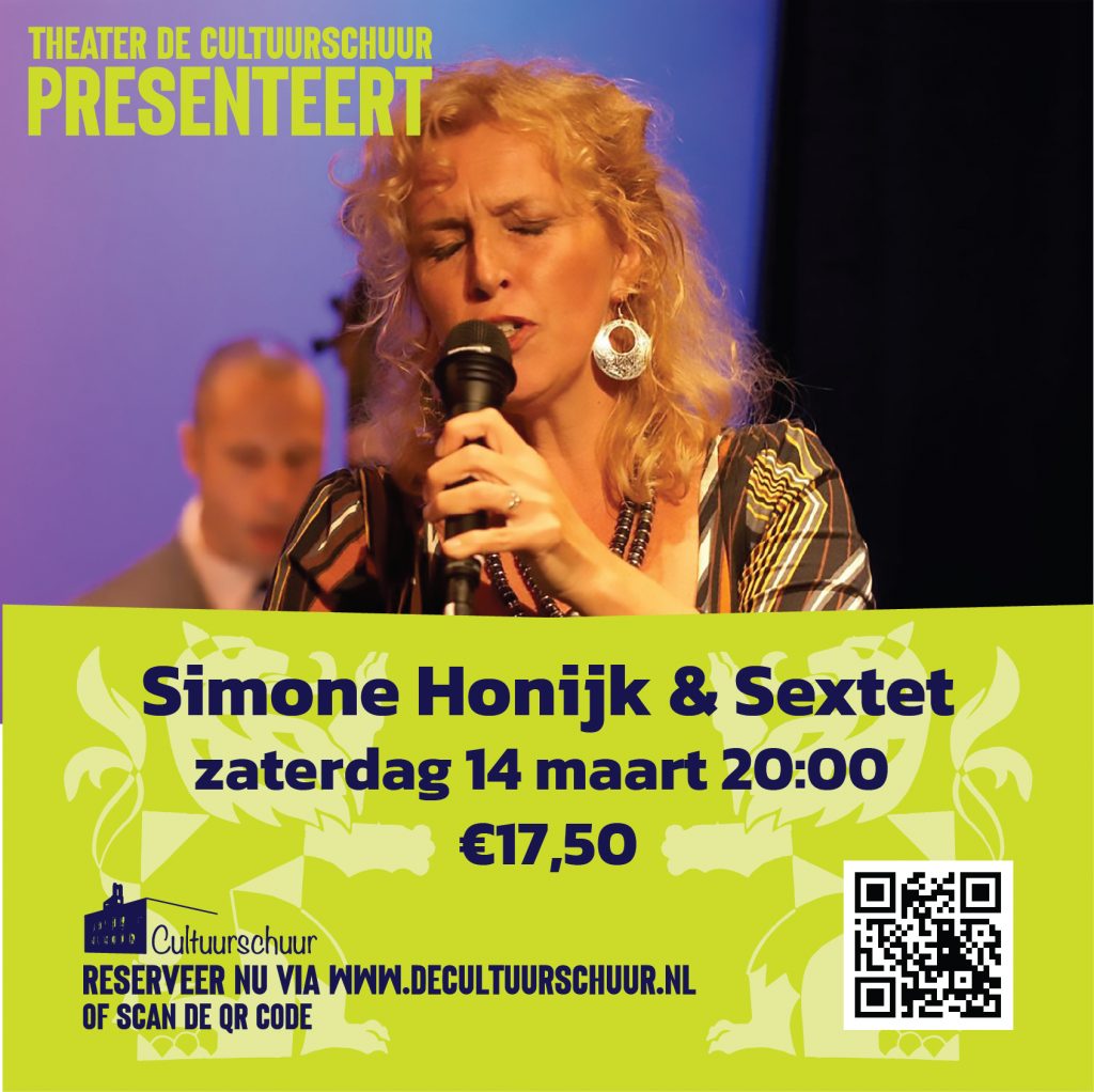Flyer Simone Honijk en sextet met A Touch of Cinema and Jazz