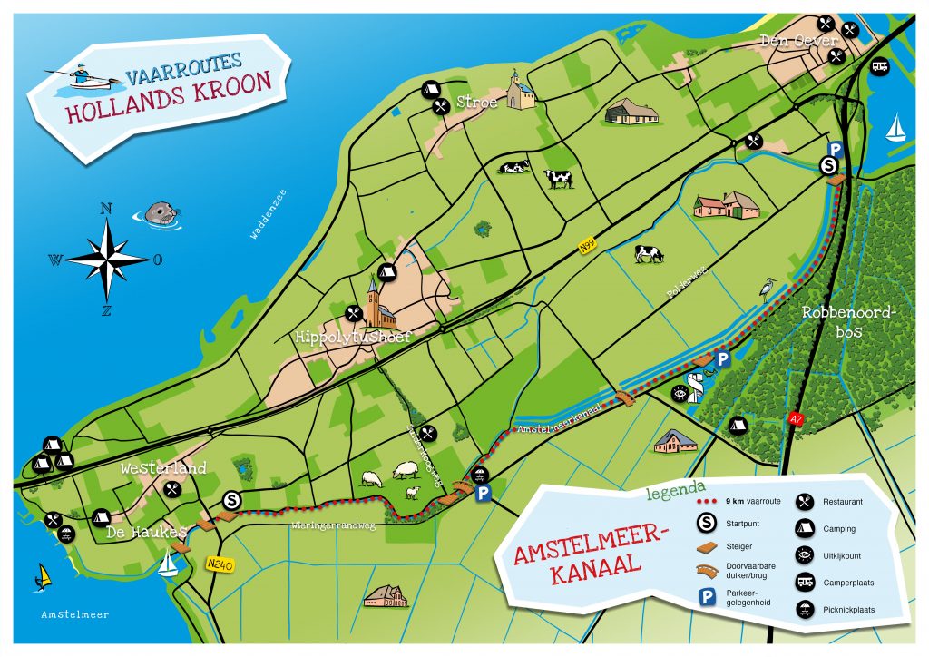 vaarroute Amstelmeerkanaal van De Haukes naar Den Oever