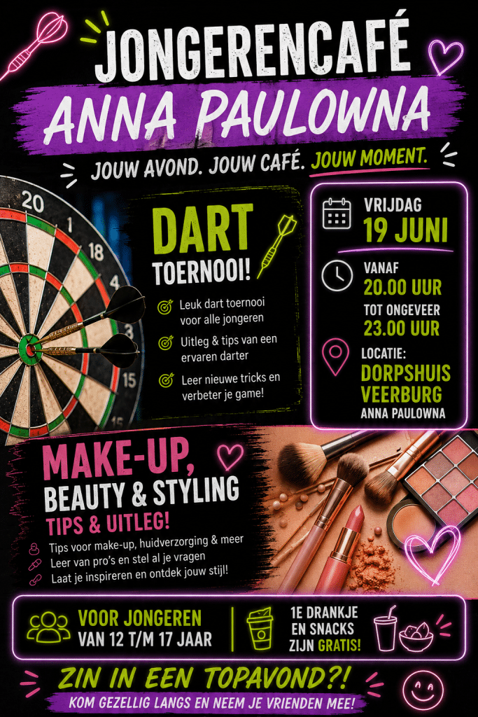 Flyer van het jongeren Cafe Anna Paulowna