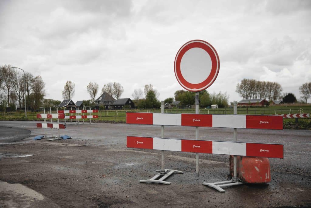 Verkeersbord bij wegwerkzaamheden