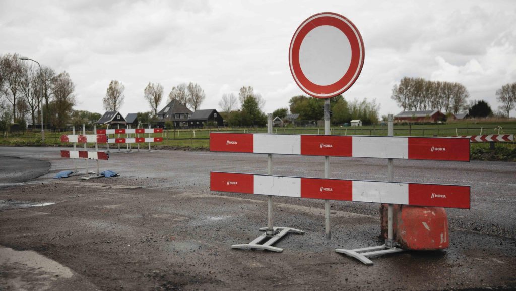 Verkeersbord bij wegwerkzaamheden