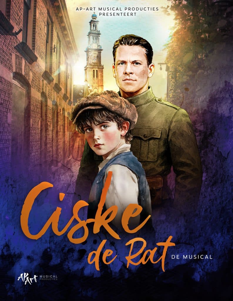 Poster van Ciske de Rat, de musical met een jonge Ciske de Rat op de poster