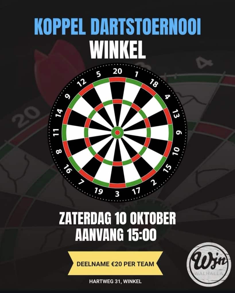 Flyer van het Darts koppeltoernooi