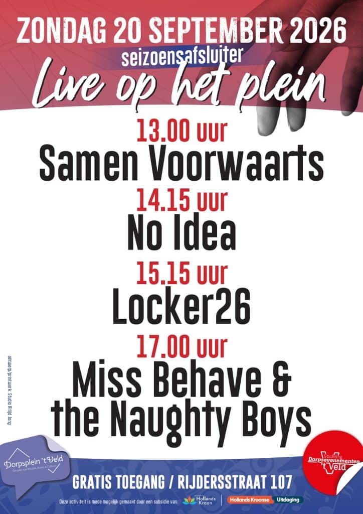 Programma Muziek op het plein, 20 sept, t Veld