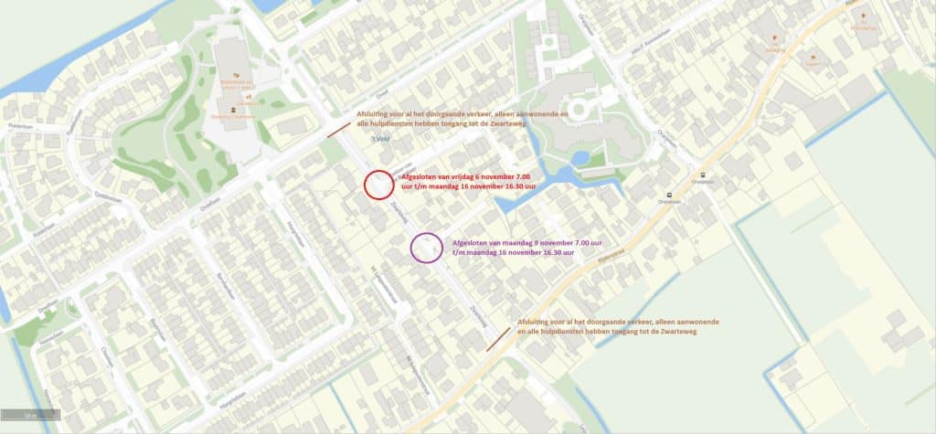 Tekening afsluitng Zwarteweg in 't Veld