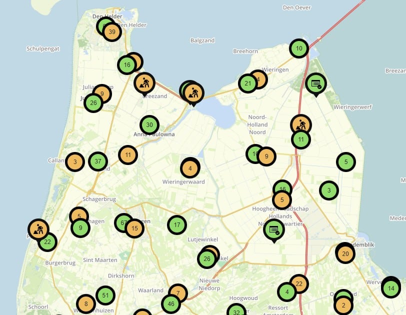 Kaart van MOOR met werkzaamheden aan kabels en ledingen