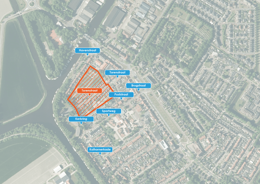 Kaart met locatie Torenstraat. Vernieuwing Torenstraat in Middenmeer  